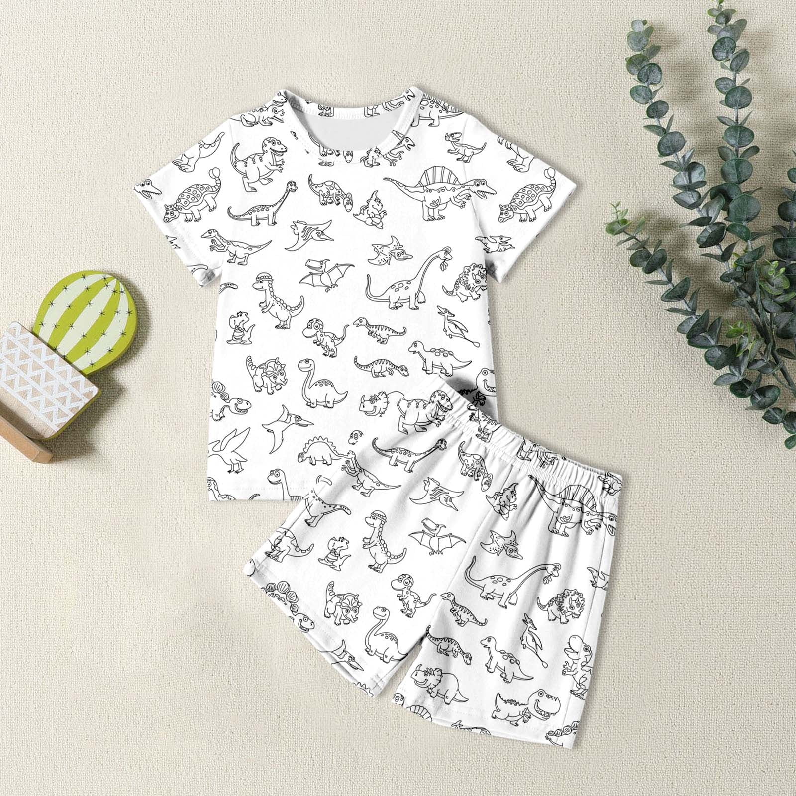 DINOSAUR FUN NAVY GIRLS SHORT SLEEVE PYJAMA SET - NAVY