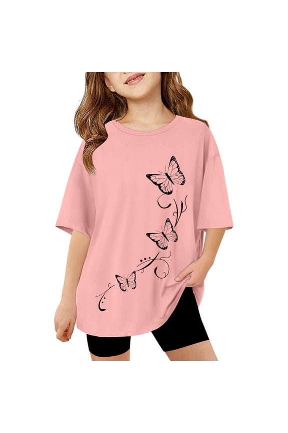 Shirt for Girls 10-12 Round Neck Summer Tops Short Sleeve Back To School Shirt 3d Graphic T Shirt Kids Summer Clothing Comfortable Baby Girl Summer Clothes