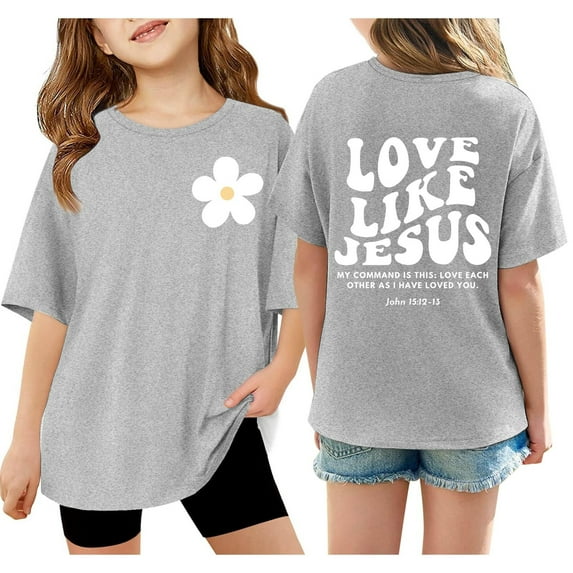 MUXiin Shirts For Toddler Girls,Girls Back To School Outfit Round Neck Tops for Teens Short Sleeve Letter Print T-Shirts To Big Kid Cotton Toddler Clothes for Girls