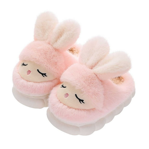 MUXiin Slippers Kids Girls Winter Girls Slippers Cozy Soft Sole Cartoon Indoor Footwear For Children For Daily Use And Home Comfort Ages 4 To 14(7-8 Years,Pink)