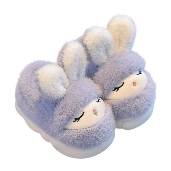 MUXiin Slippers For Kids Size 7 Winter Girls Slippers Cozy Soft Sole Indoor Footwear For Children Cartoon Design Home Comfort Daily Wear Ages 4 To 14(4.5-5 Years,Grey)