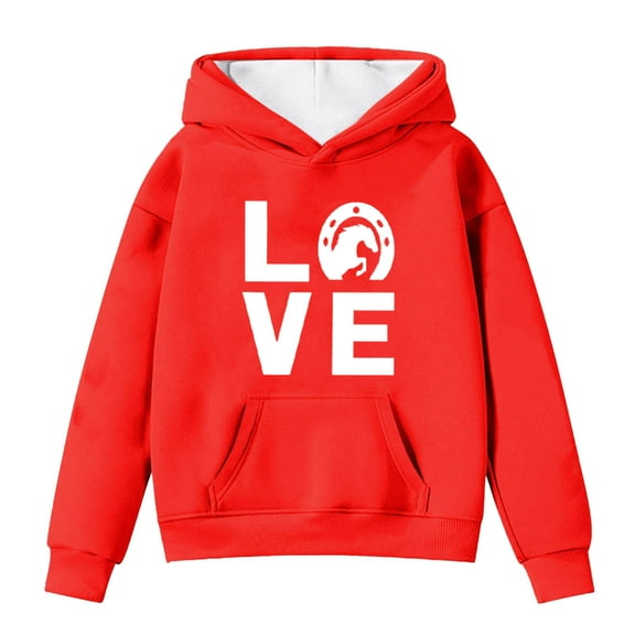 MUXiin Sweatshirts For Girls,Girls Horse Print Hoodie Long Sleeve Pullover Soft Sweatshirt Cute Animal Design Comfortable Casual Outerwear Back To School Tops