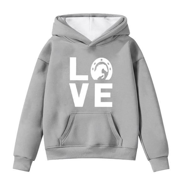 MUXiin Sweatshirts For Girls,Girls Horse Print Hoodie Long Sleeve Pullover Soft Sweatshirt Cute Animal Design Comfortable Casual Outerwear Back To School Tops
