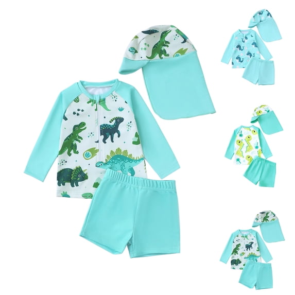 MUXiin Swim Suits for Kids Rash Guard Long Sleeve Beach Bathing Suit Toddler Swimsuit Swimwear 3d Prints Dinosaurs Quick Dry Breathable Swimsuits for Toddler Boys for 18-24 Months