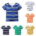 thumbnail image 1 of MUXiin T-Shirt for Boys Short Sleeve Plain Cotton Classic Summer Casual Stripe,Green 3-4 Years, 1 of 4