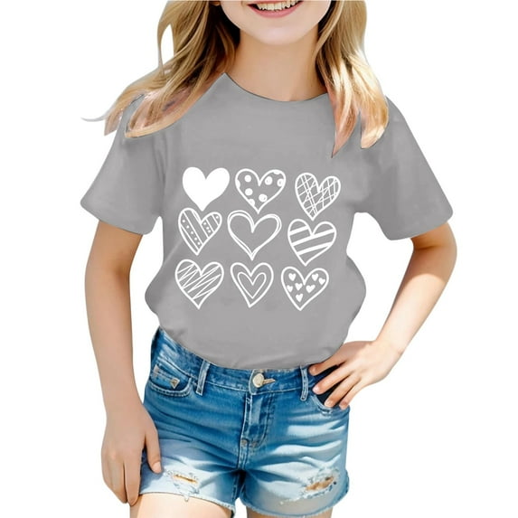 MUXiin T Shirts for Girls 10-12 Cartoon Print Crewneck Preppy Short Sleeve T-Shirt Cotton Back To School Vacation Tops Boys' Tops, Tees & Shirts T Shirts for Boys and Girls