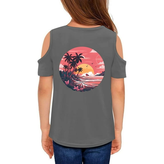 MUXiin T-Shirts for Girls 12-14 Round Neck Graphic Print Short-Sleeve T-Shirt Trendy Preppy Shirt T-Shirts Toddler To Big Kid