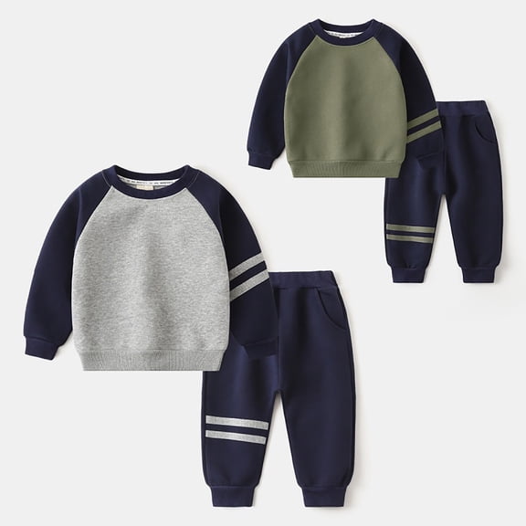 MUXiin Toddler Baby Boy Fall Winter Color Block Sweatshirt Outfit Clothes Long Sleeve Pullover Tops Joggers Pants Set for 5-6 Years