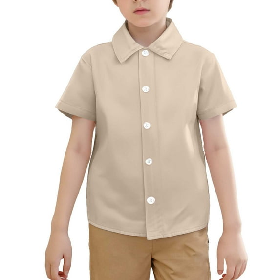 MUXiin Toddler Boy Shirts Basic Tee Button Collar Letter Print Hawaiian Shirts for Boys Short Sleeve Dress Tops Comfortable & Soft Kids Summer Casual Beach Hawaiian Shirts