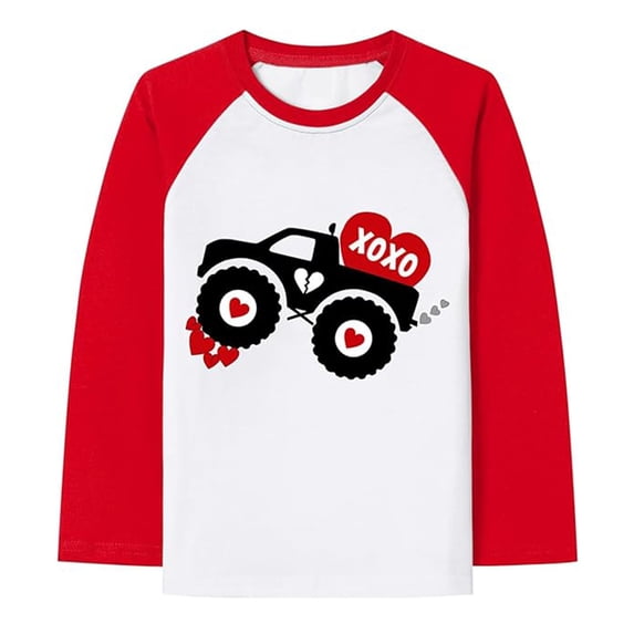 MUXiin Toddler Boy Valentines Shirt Children's Casual Solid Color Round Neck Long Sleeved Top T Shirt Girls Valentines Gifts