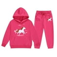 thumbnail image 1 of MUXiin Toddler Fall Outfits For Girls,Girls Winter Outfits Sets Cartoon Horse Print Hooded Sweatshirt And Joggers With Drawstring Pocket Ranch Style Long Sleeve for 10-11 Years, 1 of 4