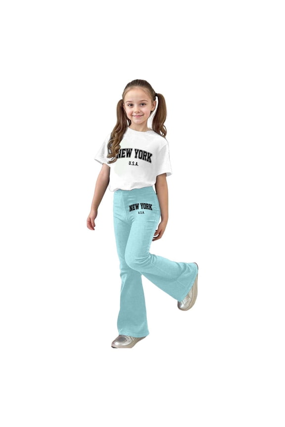 Toddler Girl Outfits 2t Floral Print Short Sleeve T Shirt Tops and Casual Pant Sports Suit Round Neck Fashion Casual Streetwear Short Sleeve Set Preppy Clothes