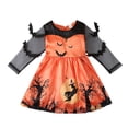 thumbnail image 1 of MUXiin Toddler Girls Halloween Bat Print Mesh Long Sleeve Party Dress with Ruffle Skirt for Fall Celebrations Halloween Dress For Girls for 12-18 Months, 1 of 9