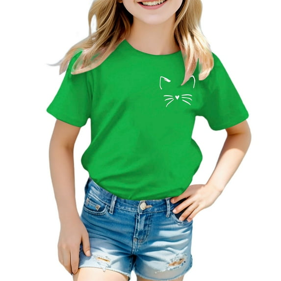 MUXiin Toddler Girls Shirts Crew Neck Holiday Shirts Short Sleeve Back To School Shirt Galaxy Print Tees Shirts for Youth Girls Cute Clothes for Children