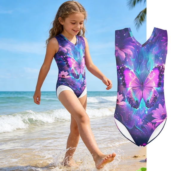 MUXiin Toddler Girls Swimsuit One Piece Floral Bathing Suit Cute Ruffle Backless Swimwear Kids Beach Wear