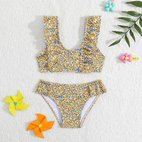 MUXiin Toddler Girls Swimsuit Two Piece Solid Color Swimwear Upf 50  Sun Protection Stylish Design Water Sports Swimsuit Soft Girls' Cute Swimsuit