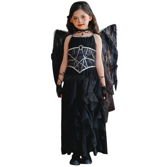 MUXiin Toddler Halloween Costume 130,Elegant Gothic Lolita Angel Dress Halloween Partymal Events,Black