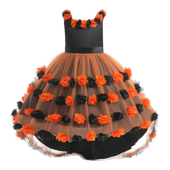 MUXiin Toddler Halloween Girl 6-7 Years,Elegant Girls Halloween Floral Pageant Dress Party Gown for