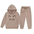 thumbnail image 1 of MUXiin Toddler Outfits For Girls,Girls Long Sleeve Cartoon Print Hooded Pullover and Pants Sweatsuit Outfit Set for 3-4 Years, 1 of 9