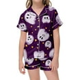 thumbnail image 1 of MUXiin Toddler Pajamas 3T Girls Halloween Print Pajama Set Short Sleeve Lapel Top And Pants Comfy Sleepwear For Kids Casual Home Loungewear Outfit Age 3 13 Years, 1 of 4