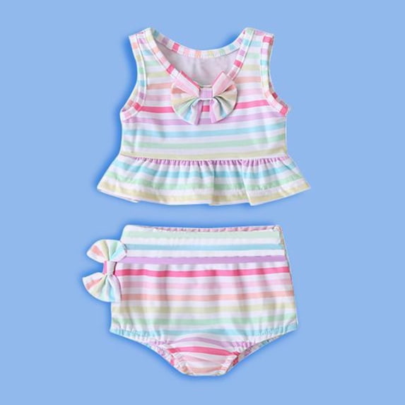 MUXiin Toddler Swimsuit Girl Two-Piece Animal Print Swimsuit Upf 50+ Sun Protection Durability Surfing Swimsuit Trendy Baby Girl Bathing Suit