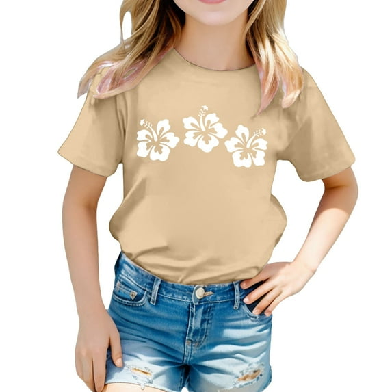 MUXiin Toddler T Shirts Girls 4t Printed Pattern Crew Neck Preppy Short Sleeve Tee for Toddler Fashion Back To School Funny Tees T-Shirt Boys & Girls Shirts Clothes for Girls