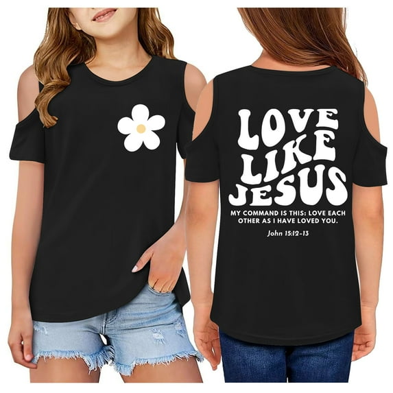 MUXiin Toddler T Shirts Girls Crew Neck Graphic Print Girls' Tees Short Sleeve Soft Holidays Tops School Clothes for Girls