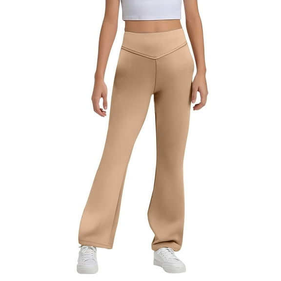 MUXiin Uniform Pants For Girls Black 7-8 Years,Girls Uniform Pants Kids High Stretchy Flare Dress Pants Elastic Waist Back To School Fashion Pants