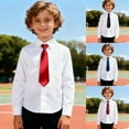 thumbnail image 1 of MUXiin White Dress Shirt Boys Long Sleeve Button-Down Dress Shirts with Tie Solid Stretch -Free Shirt Kids Casual Button Down Shirts School Uniform, 1 of 6
