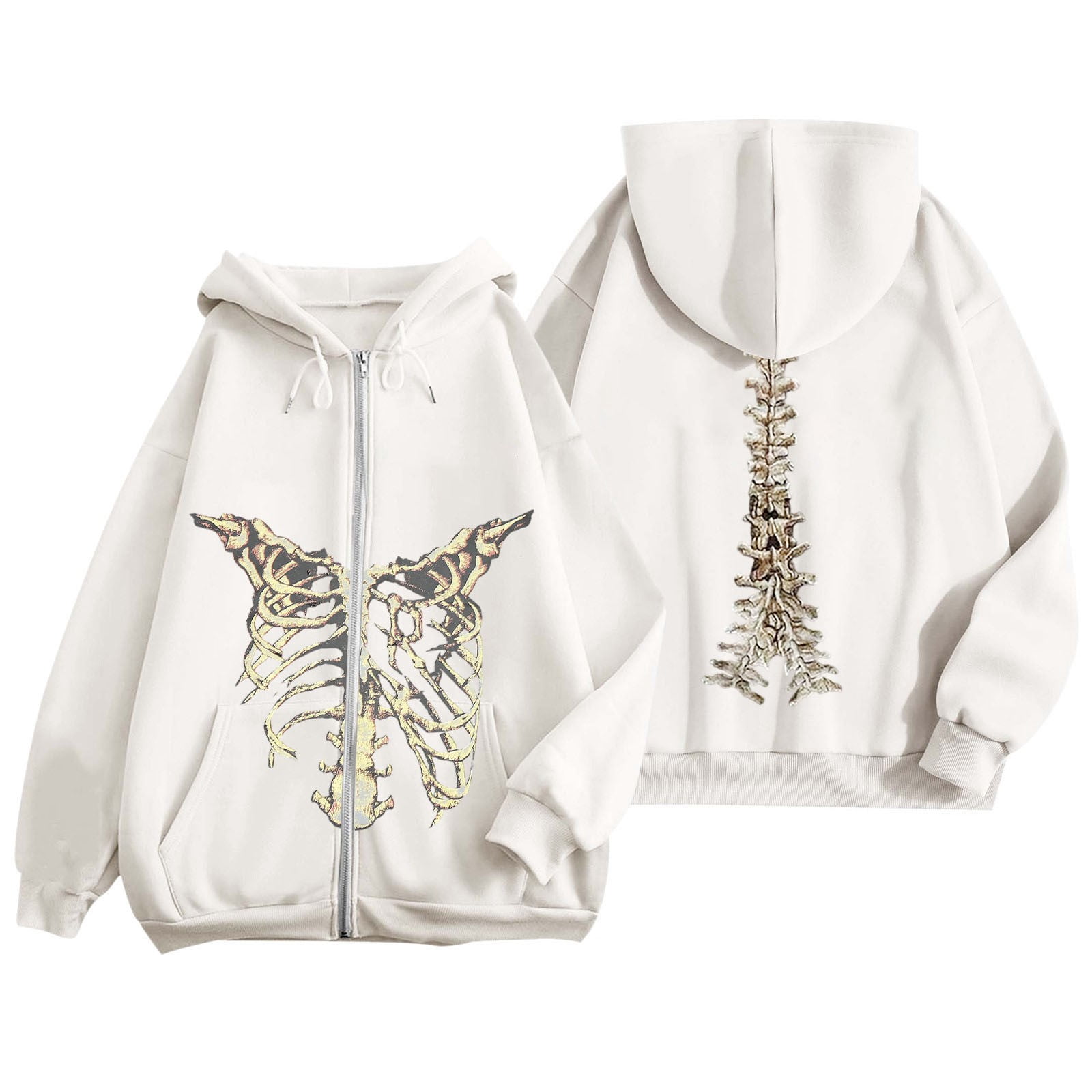 MUXiin White Zip Up Hoodie For Women Full Zip,Men Women Y2K