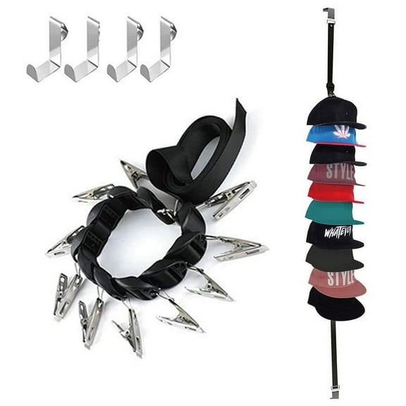 MUZHIYUA 2 Pcs Hat Organizer for Wall 20 Clips with 4 Hooks for Storage Door Closet Hanger Room