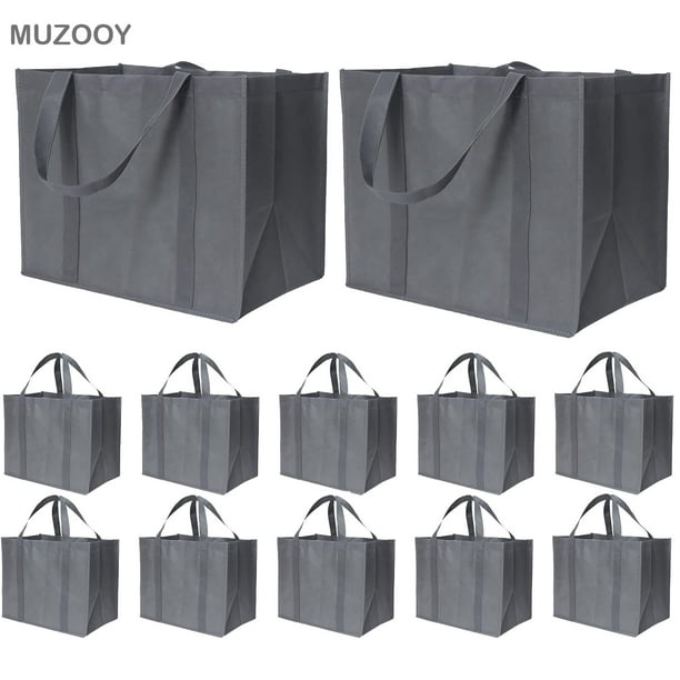 MUZOOY 35L Large Reusable Grocery Bags with Long Handles, 12 Pack