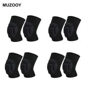 MUZOOY 4-Pair Elastic Knee Pads S, Thick Sponge Collision Avoidance Warm Anti-Slip 5 Size Knee Sleeve Basketball Volleyball Sport Pad Adults Kids