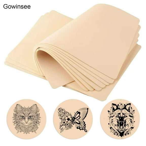 Gowinsee Blank Tattoo Practice Skin, 25 Pcs Double-Sided Tattoo Artificial Skin 5.7 x 7.48 inch Professional Tattoo Practice Skin Exercise Suitable for Tattoo Artists and Beginners