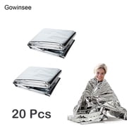 Gowinsee 20 Pcs Mylar Thermal Blankets, Emergency Insulating Heat Blanket for Backpack Cover