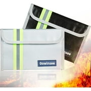 MUZOOY Fireproof Bag 2 Pack, 8"x 5"  Small Fireproof Cash Bag Silicone Coating Fire & Water Resistant Safe Bag for Valuables