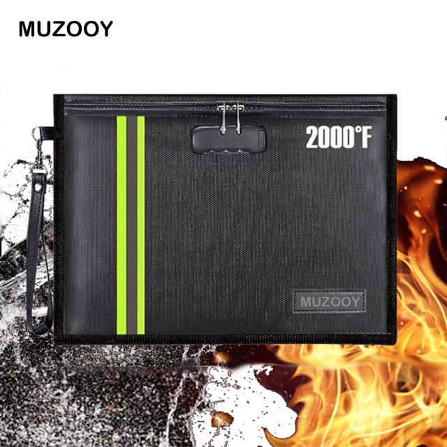 MUZOOY Fireproof Waterproof Briefcase with Lock, Double Layer
