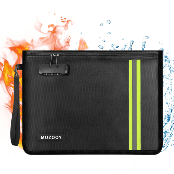 Fireproof Waterproof Briefcase with Lock, Portable Fireproof Storage Silicone Bag Black