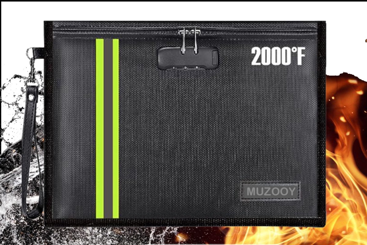 MUZOOY Fireproof and Waterproof Briefcase, With Lock (36 x 26 cm
