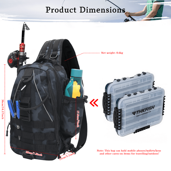 Gowinsee Fishing Tackle Backpack with Rod Holders, Lightweight Outdoor Water-Resistant Fishing Shoulder Storage Bag for Fishing, Hiking, Hunting
