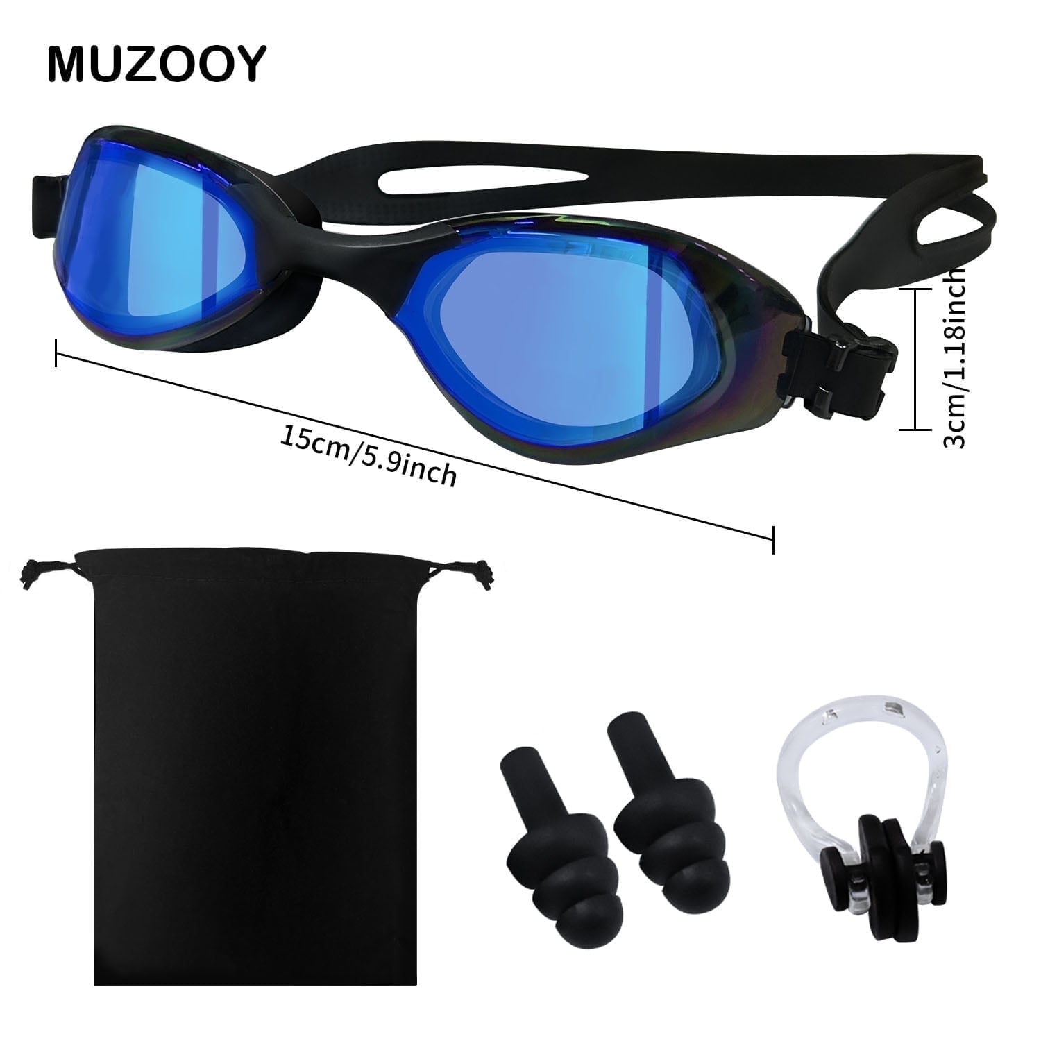 Gowinsee Black Anti Fog Polarized Swimming Sport Goggles