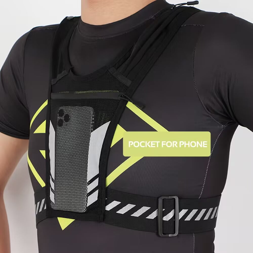 MUZOOY Reflective Running Chest Pouch Bag, Running Vest Phone Holder ...