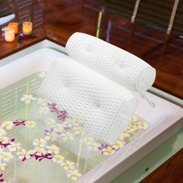 MUZOOY Soft Bathtub Pillow, Air Mesh Spa Bathing Neck Support with ...