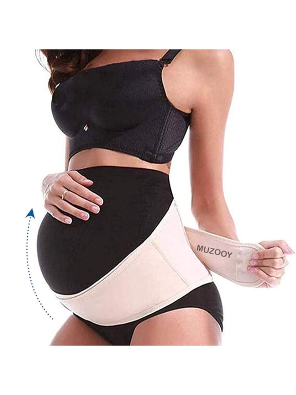 MUZOOY Women's Maternity Belt 2.0, Pregnancy Belly Band Antepartum Abdominal Back Support Universal Size Beige
