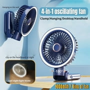 MUZPU New 9000mAh 4-Speed Oscillating LED Desk Fan,Portable/Foldable Hanging Clip Fans Handheld Fan,Personal Rechargeable Small Fan For Home Travel Camping,11inch,Blue