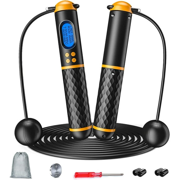 MUZPU Smart Jump Rope for Men Women Kids, Fitness Skipping Rope with Count Time Calorie Analysis and HD LCD Display, Adjustable Jump Ropes for Home Gym