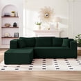 thumbnail image 1 of MUZZ 106" Modular Sectional Sofa, L-Shaped Cloud Couch with Deep Seat, No-Assembly Corduroy Living Room Sofa, Green, 1 of 9