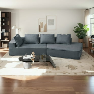 MUZZ 125"Curved Modular Sectional Sofa,Oversized Convertible Sofa Couch for Living Room(Dark Grey)