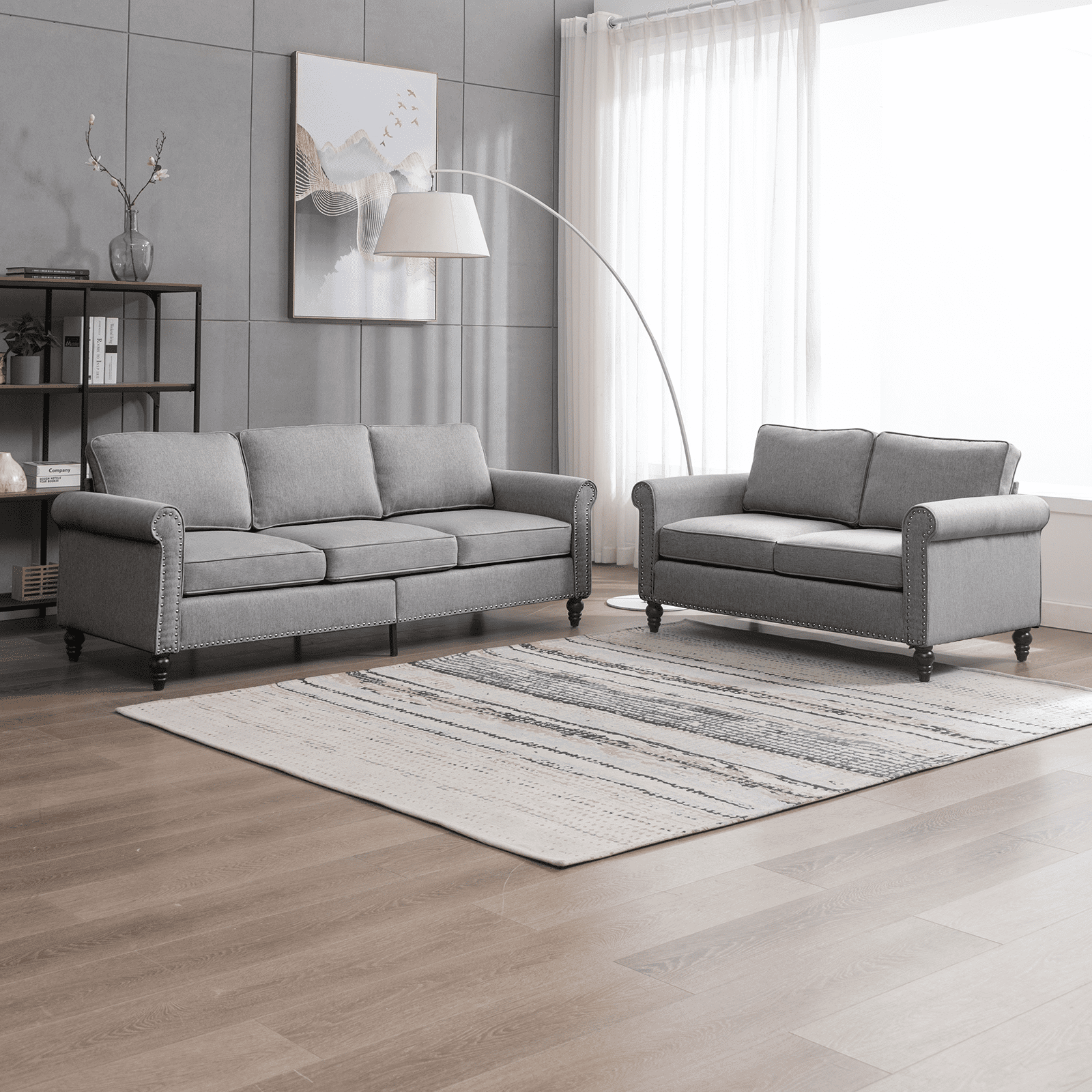 MUZZ Three-Piece Living Room Furniture Set, 3-Seater Sofa, Loveseat ...