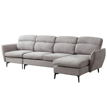 MUZZ 4-Seater Sectional Sofa Couch, L-Shaped Couch with Right Chaise Longue,Sectional Couch for Living Room(Light Grey)